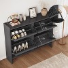 4-Drawer Shoe Cabinet with Flip Drawers, Adjustable Freestanding Wooden Shoe Organizer for Entryway, Hallway, and Living Room - 3 of 4