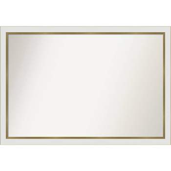 39" x 27" Non-Beveled Eva White Gold Narrow Wall Mirror - Amanti Art