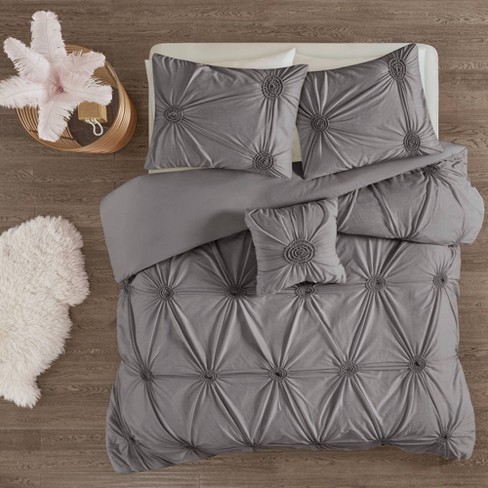 Lucita Full Queen 4pc Duvet Cover Set Dark Gray Target