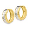 Black Bow Jewelry 5mm Diamond Cut Hinged Huggie Hoops in 10k Gold & White Rhodium, 15mm - 2 of 4