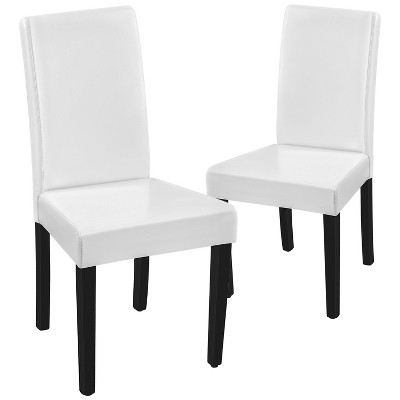 Yaheetech Set of 2 Faux Leather Armless High Back Dining Room Chairs with Rubberwood Legs