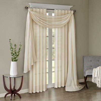Kumasinova 84"/95" 2PCS Solid Crushed Sheer Curtains Panel,Light Filtering Window Curtains with Rod Pocket&Back Tabs,Bedroom Curtains for Living Room
