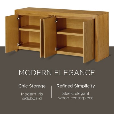 Iris Natural Wood Contemporary Sideboard with Double Doors
