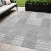 Silver Gray And Ivory Striped Washable Indoor Outdoor Area Rug - 2 of 4