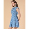 INSPIRE CHIC Women's Ruffle Sleeve Turndown Collar Pleated Floral Dress - 4 of 4