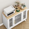 Retro Buffet Cabinet w/Fluted Glass Doors, 36" Kitchen Storage Sideboard, Multifunctional Coffee Bar Cabinet w/Adjustable Shelves for Dining Room - 2 of 4