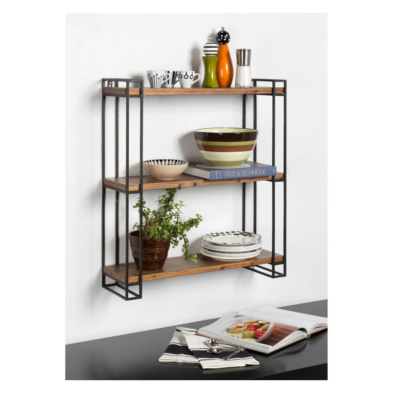 30" x 26" Lintz Wood and Metal Floating Wall Shelves - Kate and Laurel All Things Decor, 4 of 10