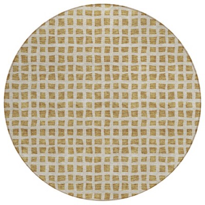 Gold And Beige Geometric Washable Indoor Outdoor Area Rug