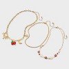 Girls' 3pk Strawberry and Cherry Bow Charms Necklace - art class™: Acrylic Zinc Chain Set - 2 of 3