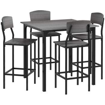 HOMCOM Modern Counter Height Bar Table Set Compact Kitchen Table and Chairs Set with Footrest, Metal Legs