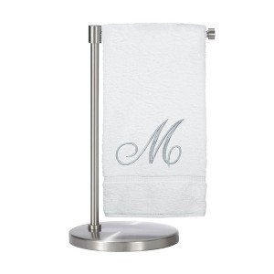 BC BARE COTTON Monogrammed Bath Towel, Personalized Gift, 27 x 54 inches - Set of 1 - White - Silver Script - 1 of 4