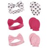 Hudson Baby Infant Girl 12Pc Cotton Headband and Scratch Mitten Set, Bows Navy Hearts, 0-6 Months - 2 of 3