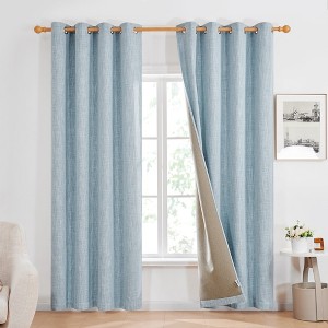 Deconovo Embroidered Leaf Farmhouse Sheer Curtains (2 Panels) - 1 of 4