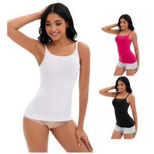 INSPIRE CHIC 3 Pcs Women's Adjustable Straps Cami Tummy Control Slimming No Trace Shapewear Camisoles - 1 of 4
