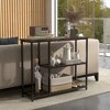 HOMCOM 39" Console Table, Modern Sofa Table with 2 Storage Shelves, Steel Frame, Narrow Entryway Table for Hallway, Brown - 2 of 4