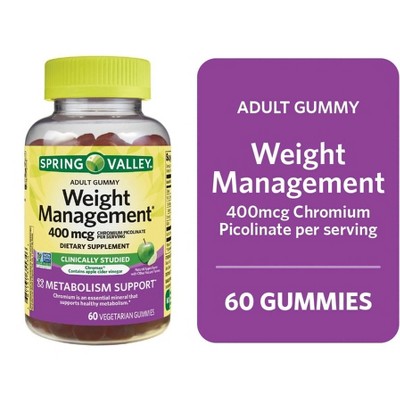 Spring Valley Non-GMO Weight Management Dietary Supplement Gummies, Apple, 400 mcg, 60 Count
