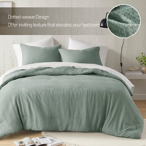 3Pcs Woven Dotted-Weave Knit Comforter Sets, Chic Vintage Style Boho Bed Set for All Season, Premium Breathable Bedding for Luxury Decor Style - 1 of 4