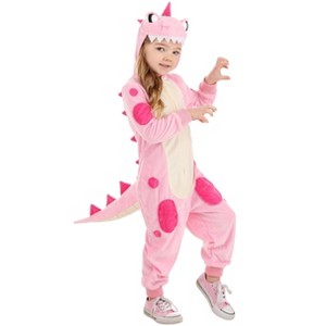HalloweenCostumes.com Toddler Dinosaur Costume, Hooded Prehistoric Animal Jumpsuit With Tail, Cozy Halloween Outfit - 1 of 4