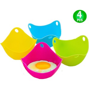 5 Star Super Deals Egg Poacher Silicone Cup 4pc Set - Microwave & Stovetop Boiler Safe Poaching Pan, Steamer, & Boiler Floating Insert Cooking Pods - 1 of 4