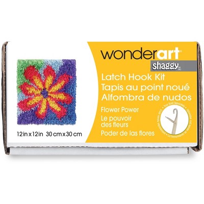Wonderart Shaggy Latch Hook Kit 12"X12"-Flower Power