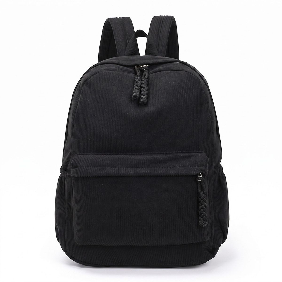 Alilang Corduroy Backpack with Front Zip Pocket Adjustable Straps and Spacious Everyday Storage
