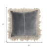 HomeRoots Wide Tasseled Marble Steel Blue Throw Pillow - 3 of 4