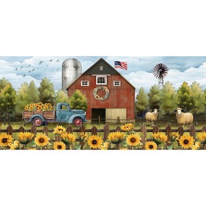 Briarwood Lane Summer Sunflower Barn Mini Mat 22x10 Indoor Outdoor For Summer Doormat - 1 of 2