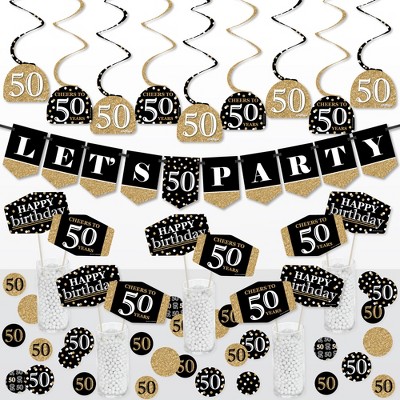 Big Dot of Happiness Adult 50th Birthday - Gold - Birthday Party Supplies Decoration Kit - Decor Galore Party Pack - 51 Pieces