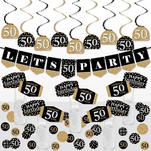Big Dot of Happiness Adult 50th Birthday - Gold - Birthday Party Supplies Decoration Kit - Decor Galore Party Pack - 51 Pieces - 1 of 4
