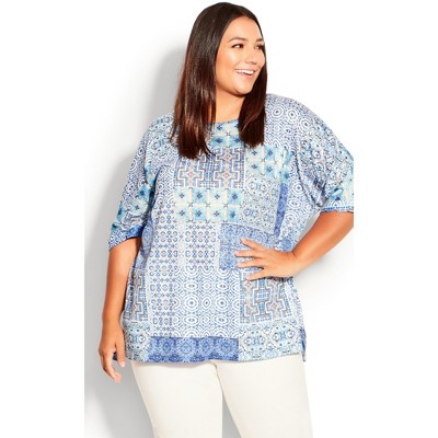 Women's Plus Size Leid Back Top - Blue | Avenue : Target