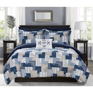 King 8pc Viy Bed In A Bag Comforter Set Blue - Chic Home