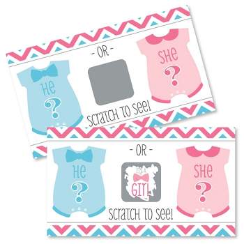 Big Dot of Happiness Girl Chevron Gender Reveal - Baby Girl Gender Reveal Scratch Off Cards - Baby Shower Game - Set of 22