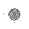5' Blue And Gray Round Wool Hand Tufted Area Rug - 3 of 4