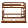 NicBex Twin over Twin Bunk Bed Convertible Design Pine Bed Frame with 2 Drawers, Ladder and Full Length Guardrails, No Box Spring Required, Brown - 3 of 4