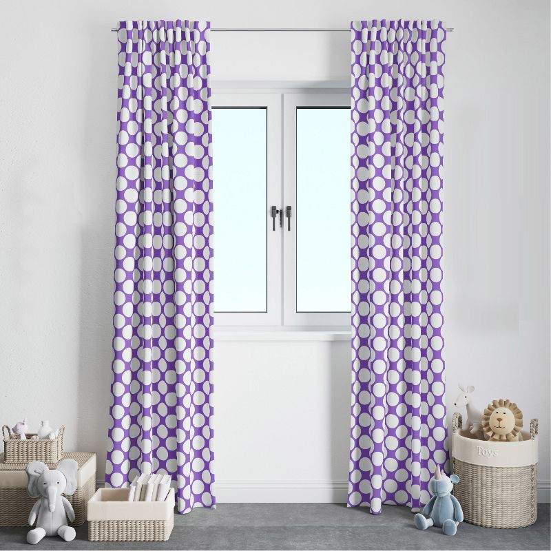 Bacati - Large Dots Purple Cotton Printed Single Window Curtain Panel, 2 of 5