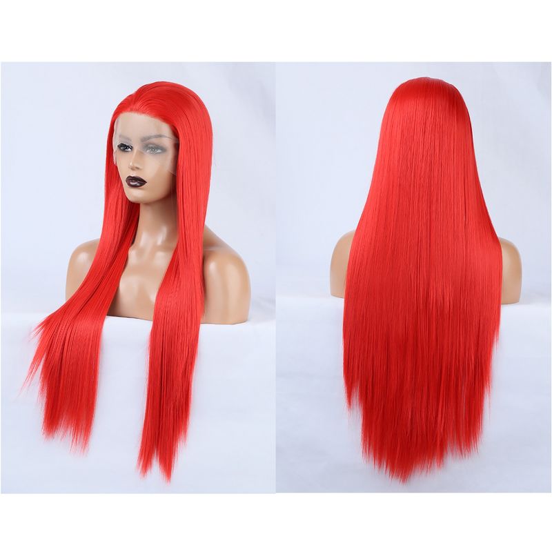 Unique Bargains Women's Long Straight Lace Front Wigs with Adjustable Wig Cap 24" 1 Pc, 3 of 7
