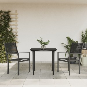 vidaXL 3 Piece Patio Dining Set Black Steel and Textilene - 1 of 4