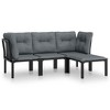 vidaXL 4 Piece Patio Lounge Set Black and Gray Poly Rattan - 2 of 4
