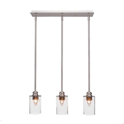Toltec Lighting Edge 3 - Light Chandelier in  Brushed Nickel with 4" Clear Bubble Shade