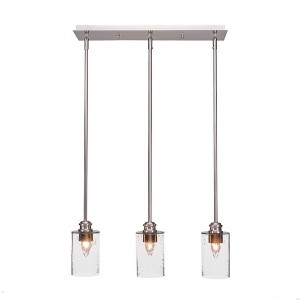 Toltec Lighting Edge 3 - Light Chandelier in  Brushed Nickel with 4" Clear Bubble Shade - 1 of 1