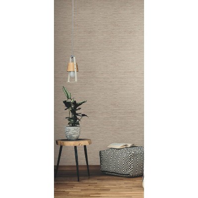 Pink and Taupe Faux Grasscloth Peel and Stick Wallpaper Roll