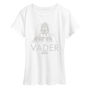 Women's - Star Wars - Light Grey Mono Darth Vader Short Sleeve Graphic T-Shirt - 1 of 4