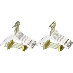 YBM Home Quality Acrylic Clear Hangers with Clips for Adults, Pack of 20 - 1 of 3
