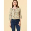 Allegra K Women's Floral Bow Tie Neck Vintage 3/4 Sleeve Blouse - 2 of 4
