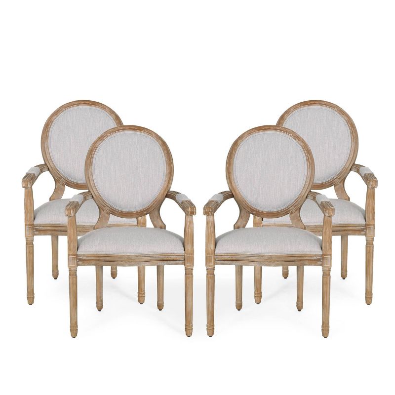 Set of 4 Judith French Country Wood Upholstered Dining Chairs - Christopher Knight Home, 1 of 12
