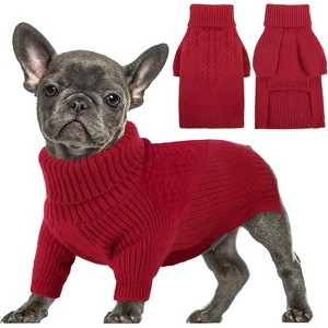 Dog Sweater, Puppy Sweater for Small Dogs,Warm Winter Fall Dog Sweaters for Dog Girls Boys, Solid Turtleneck Knit Sweater for Medium Large Dogs - 1 of 4