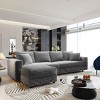 4-Seat Sofa with Ottoman for Living Room, Deep Seat Cloud Couch with Cushions, Plush Corduroy Lounge Sofa with Wood Frame-Coolbibila - 2 of 4