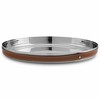 Nambe Tahoe Stainless Steel Bar Tray with Removable Brown Leather Accent – 13.25” Round Serving Tray for Drinks, Cocktails & Snacks, Modern Barware - 3 of 4