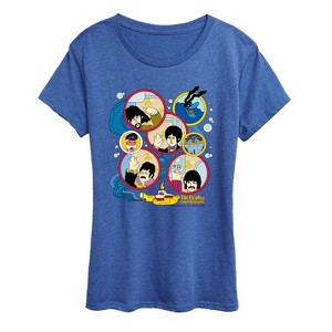 Women's - The Beatles - Yellow Sub Grid Short Sleeve Graphic T-Shirt - 1 of 4