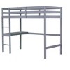 DOMETOUR Twin High Loft Bed, Rubber Wood  Loft Bed with Safety Guardrail, built-in desk, ladder,Grey - 3 of 4